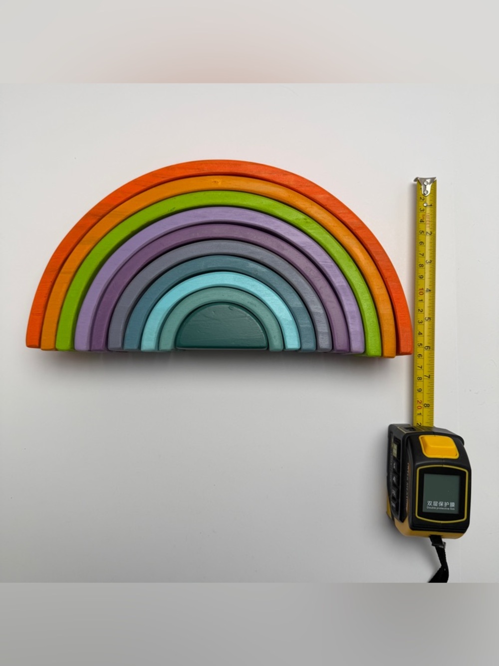 Wooden Rainbow Stacking Toy in Bright Multicolor(Sample—defective.⚠️） - Picture 8 of 11